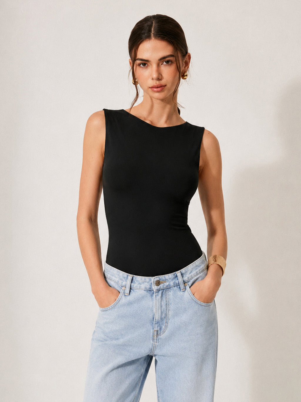 Sleeveless Open Back Bodysuit