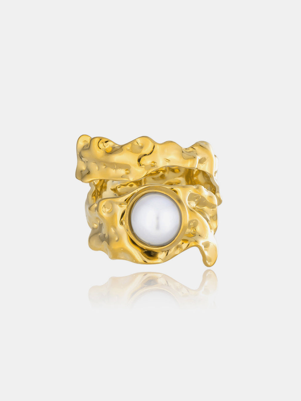 Irregular Textured Pearl Statement Ring