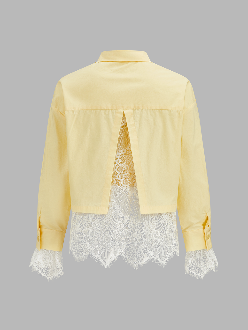 Lace Patchwork Cropped Cotton Shirt
