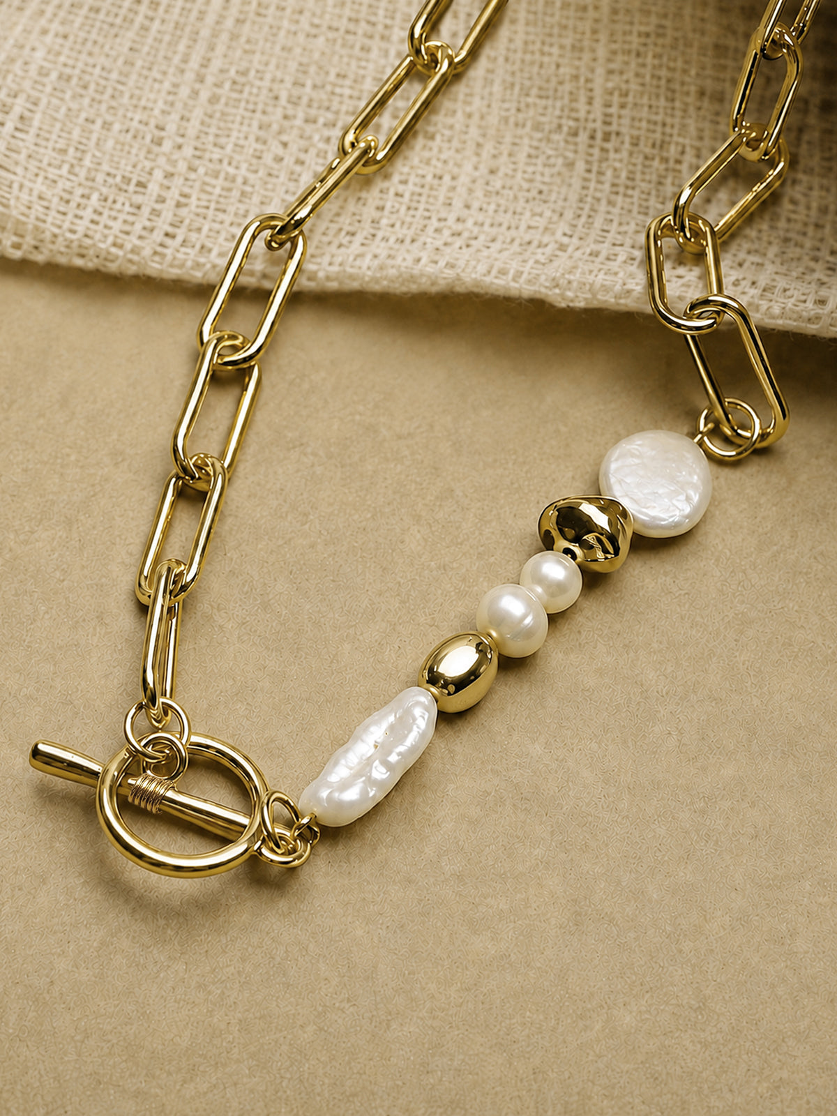 Baroque Pearl Paperclip Chain Necklace