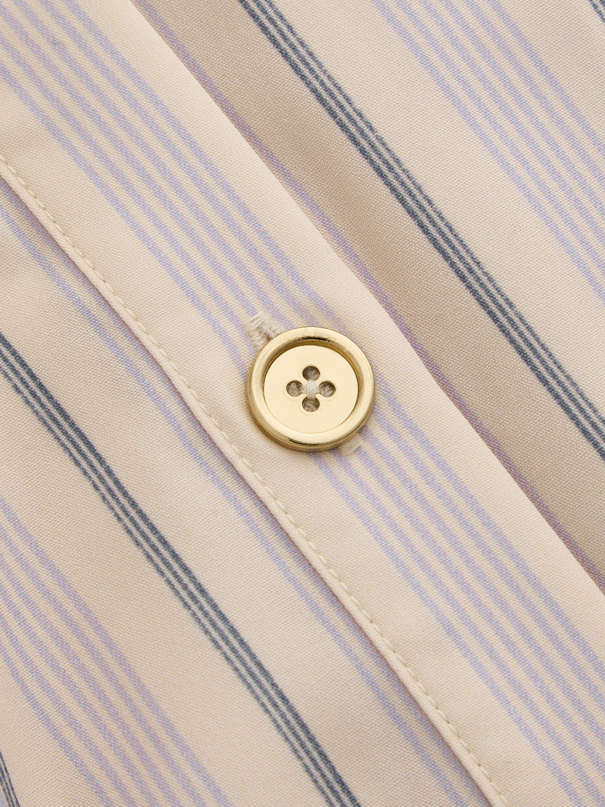 Striped Balloon Sleeve Button‑Down Shirt
