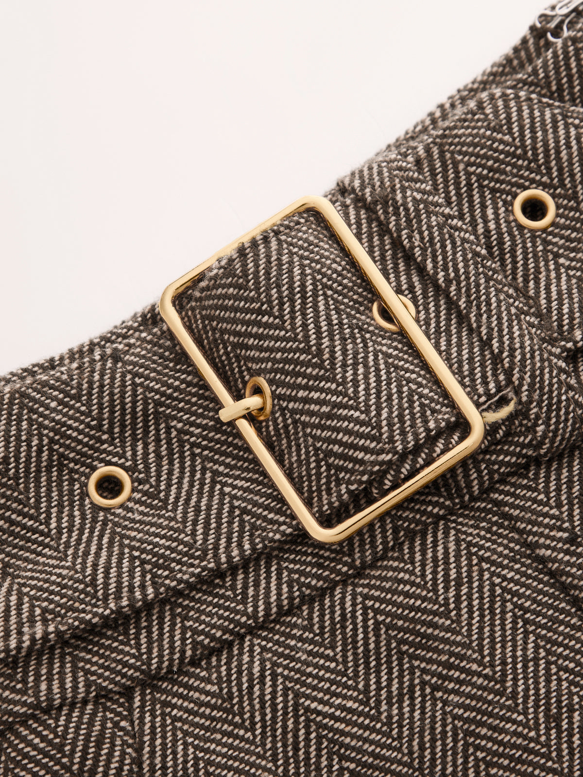 Herringbone Double Buckle Wide Pants