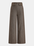 Herringbone Double Buckle Wide Pants