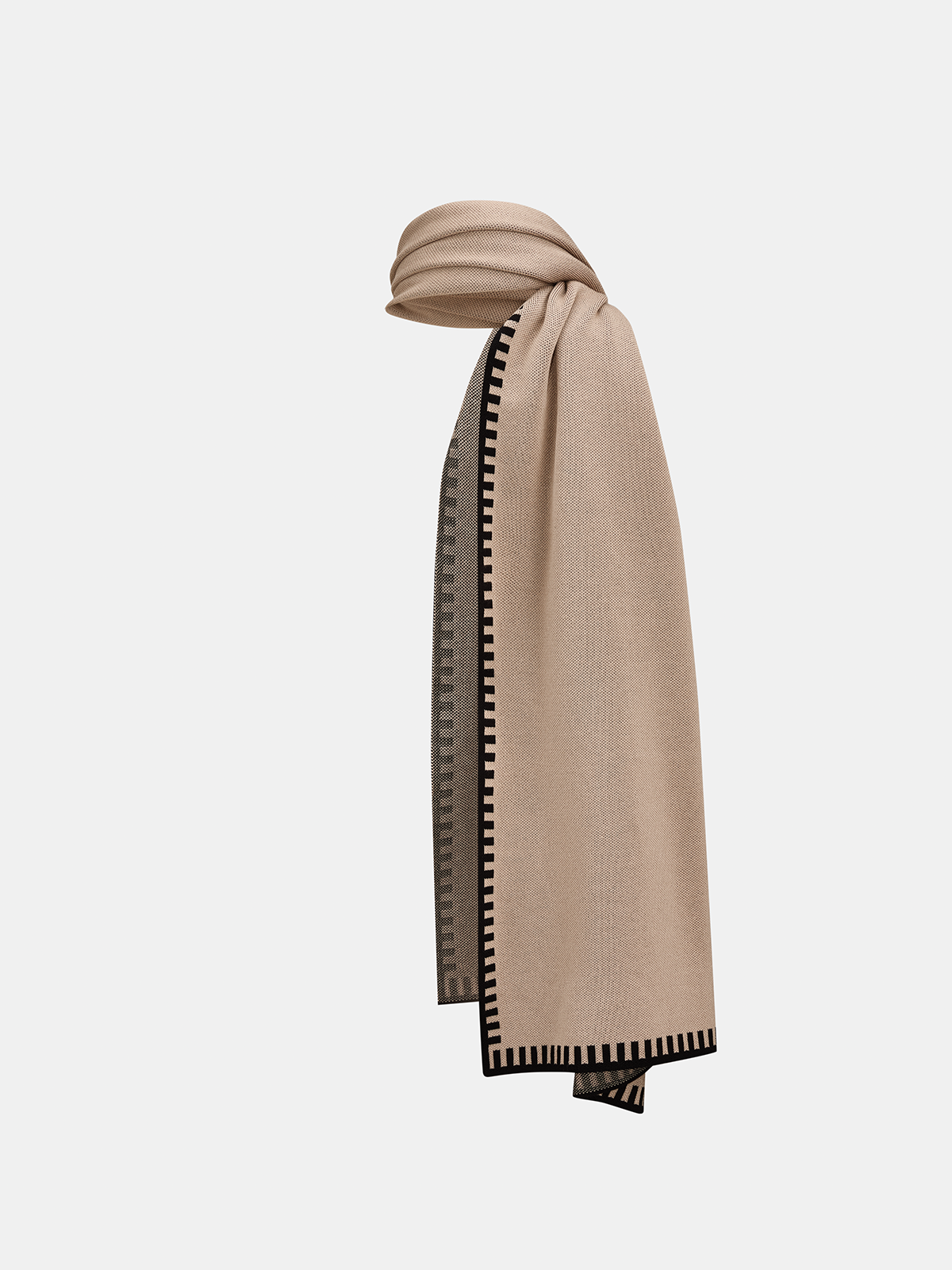 Contrast Trim Scarf Neck Knit Set
