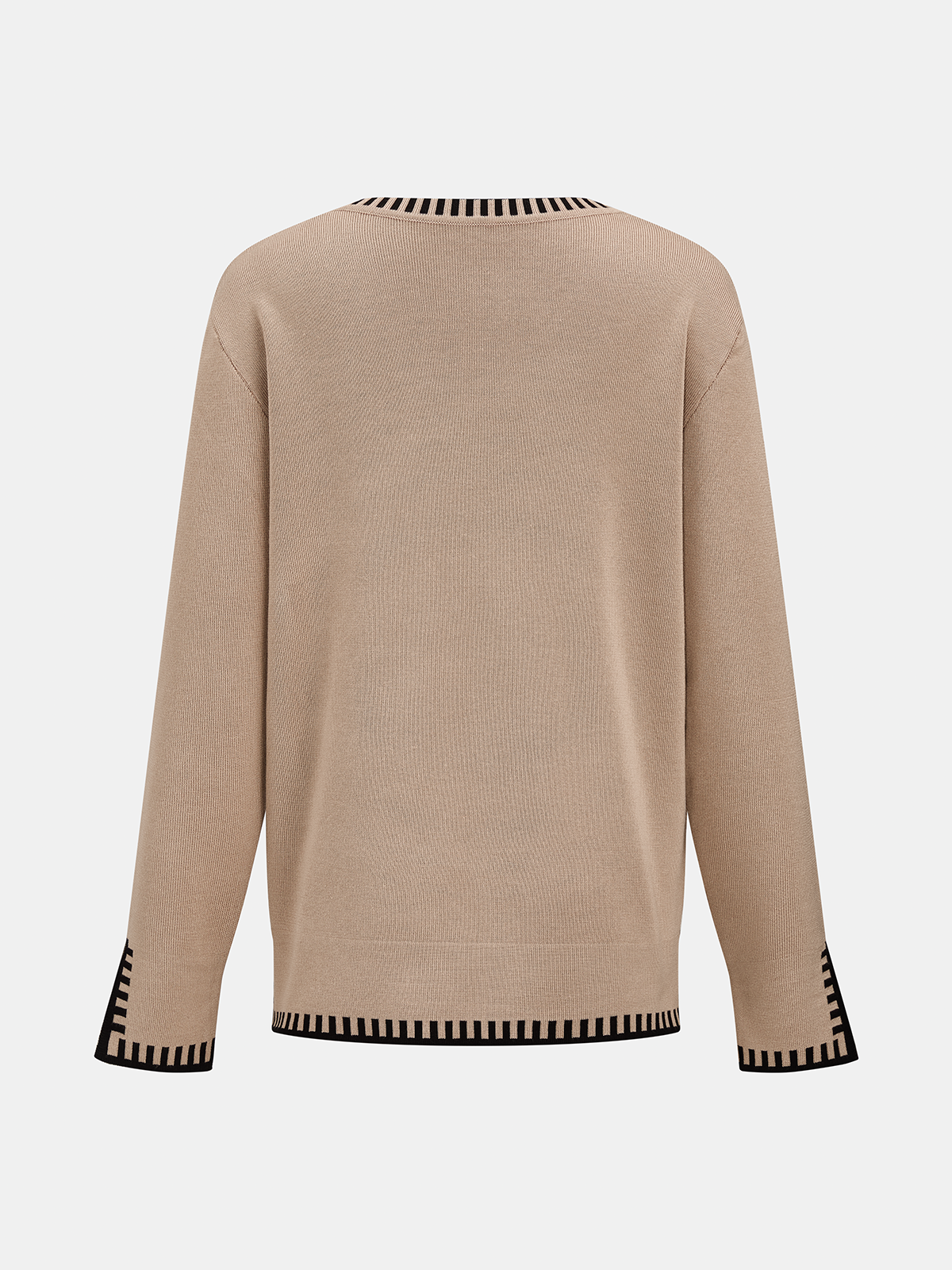 Contrast Trim Scarf Neck Knit Set