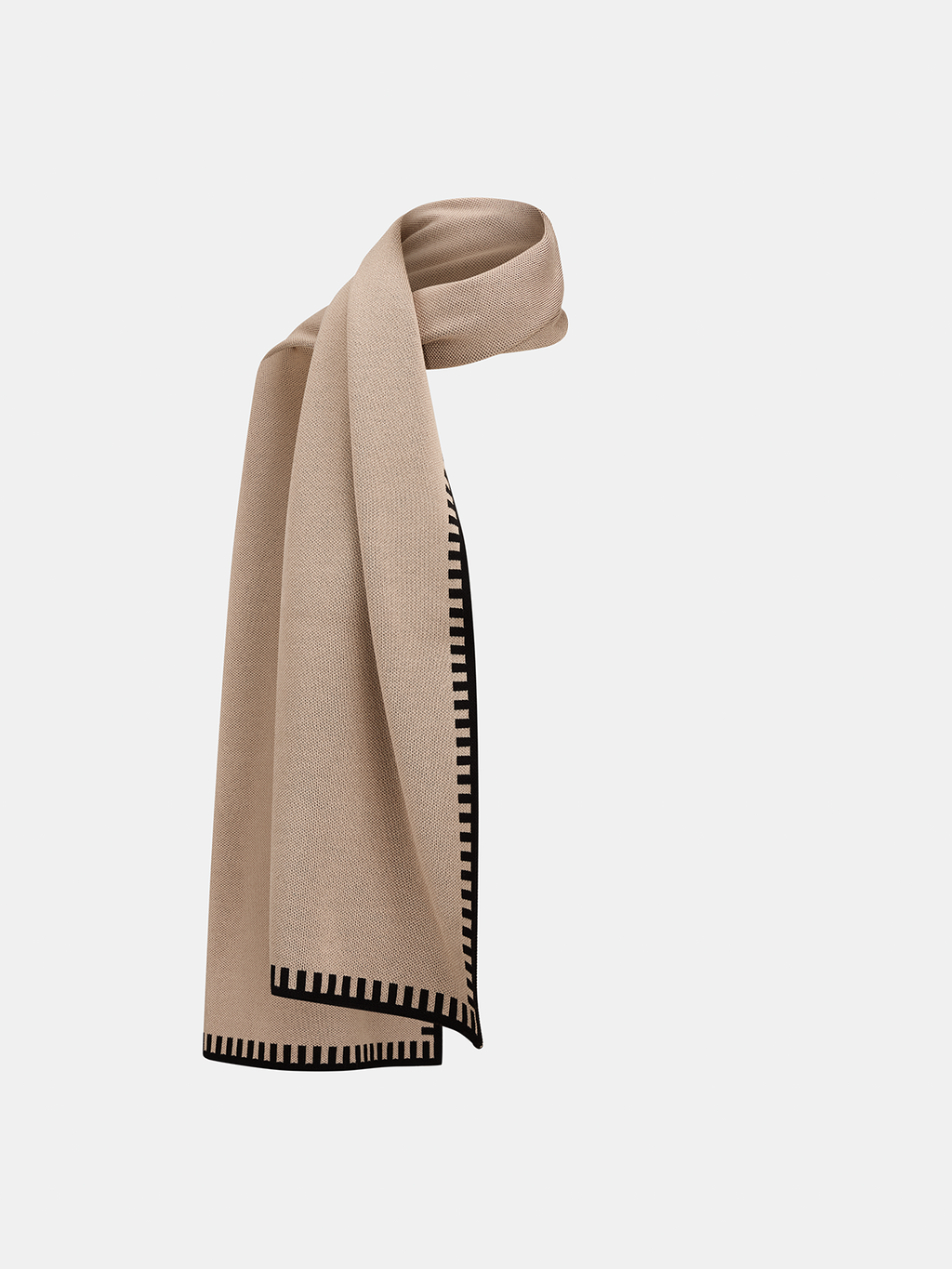 Contrast Trim Scarf Neck Knit Set