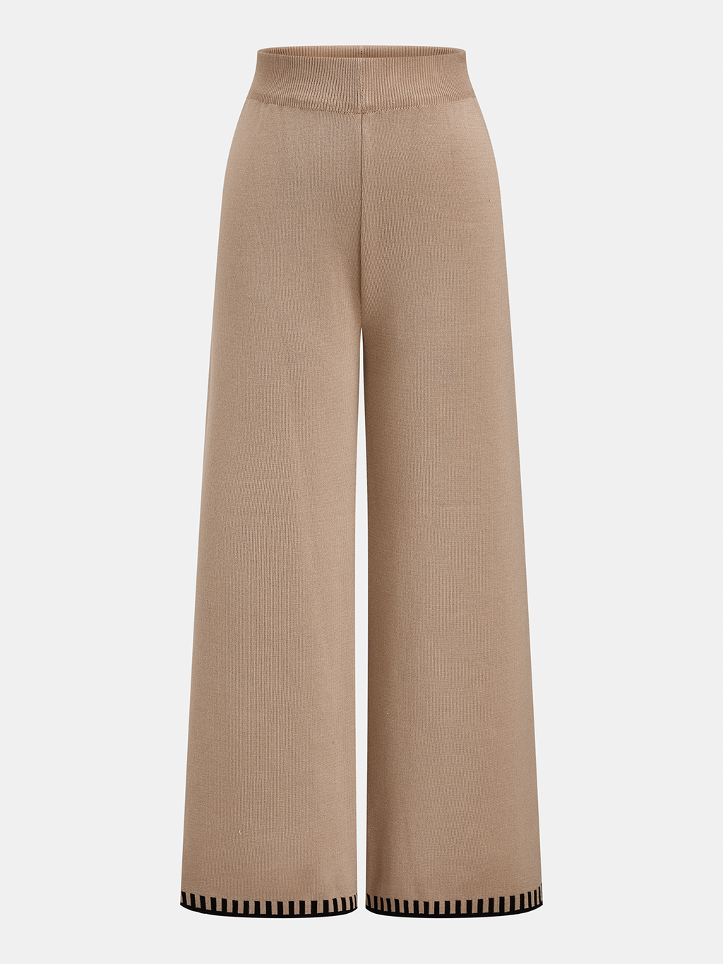 Contrast Trim Scarf Neck Knit Set