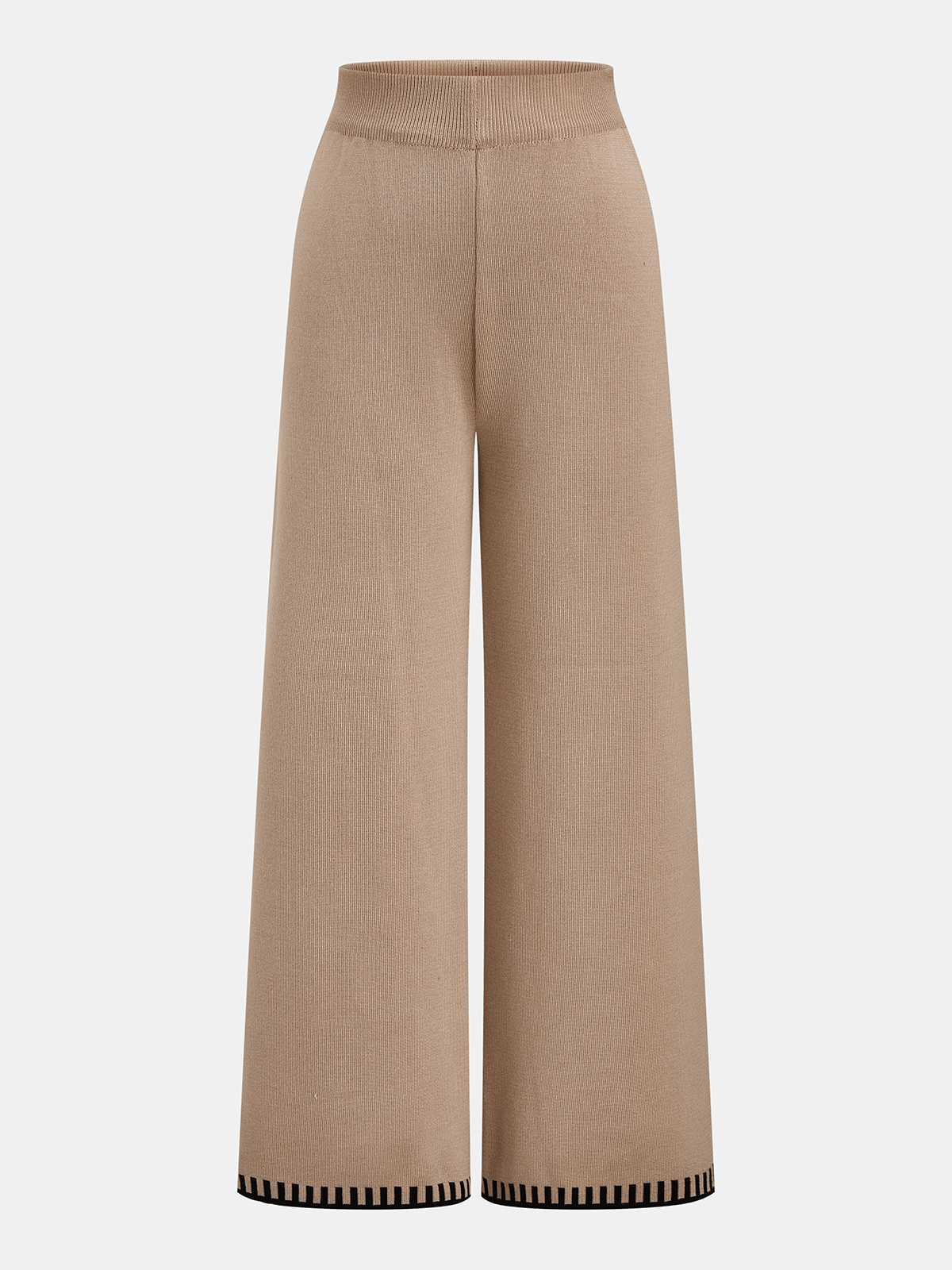 Contrast Trim Scarf Neck Knit Set