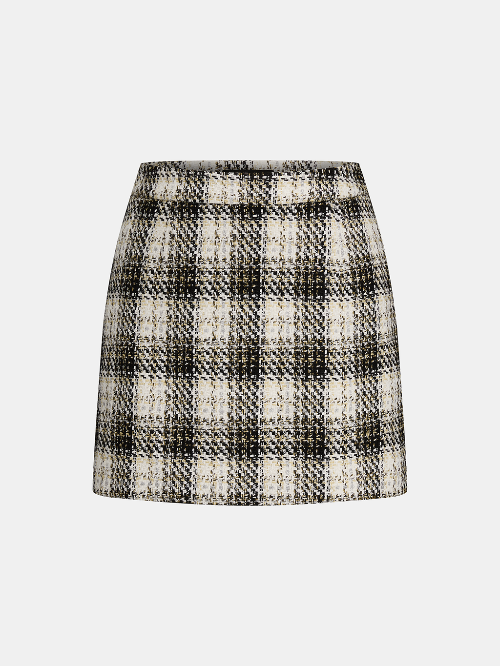 Plaid Tweed A‑Line Mini Skirt