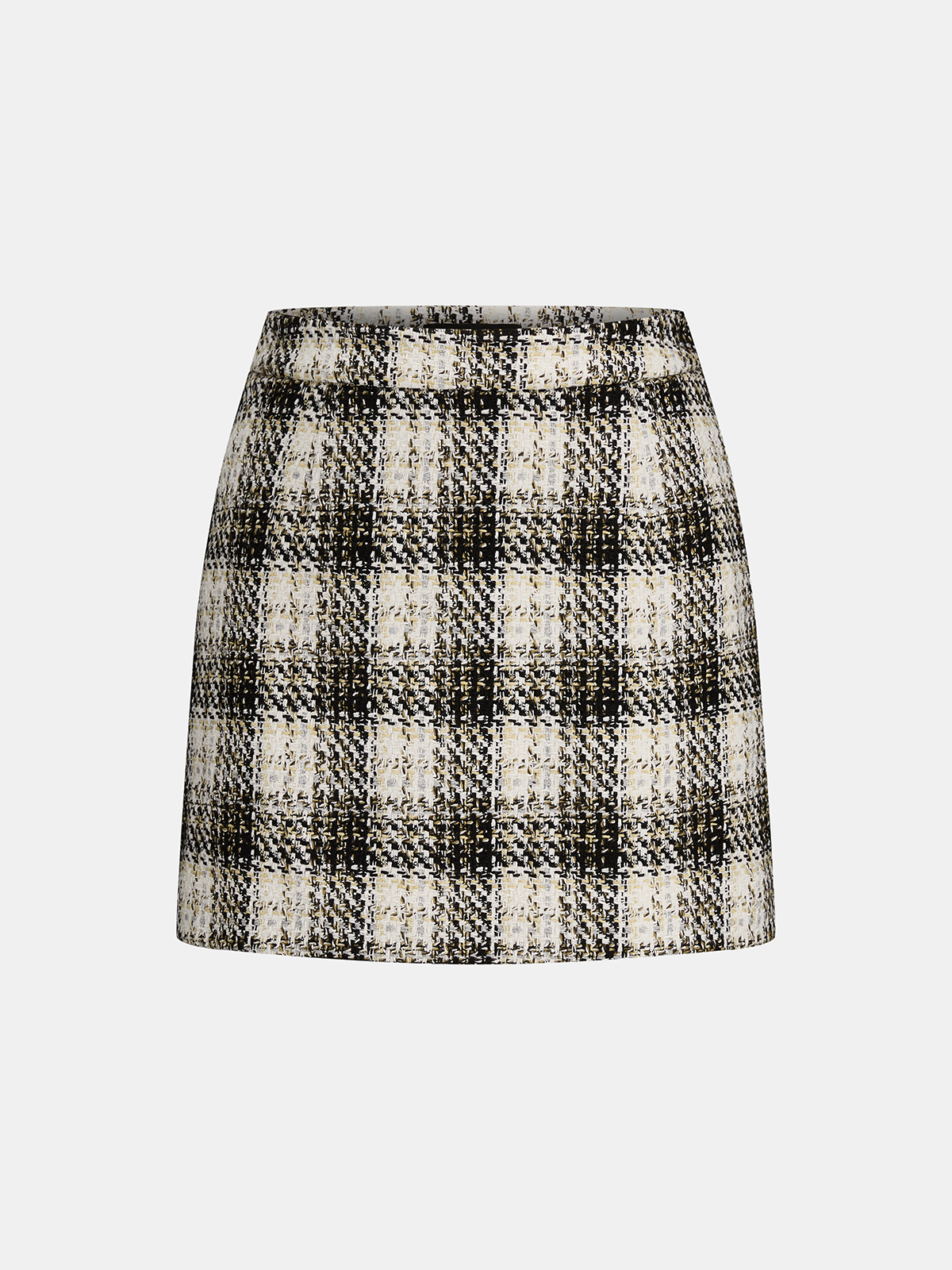 Plaid Tweed A‑Line Mini Skirt