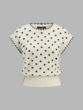 Polka Dot Wave Trim Knit Vest