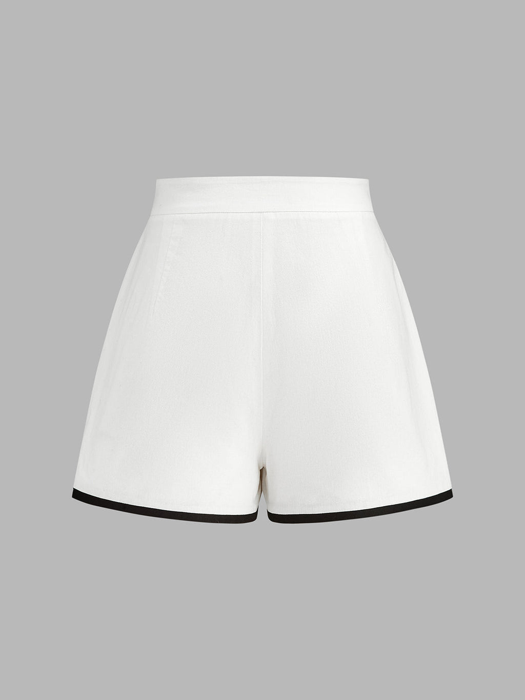 Contrast Piping Cotton Linen Two Piece Shorts Set