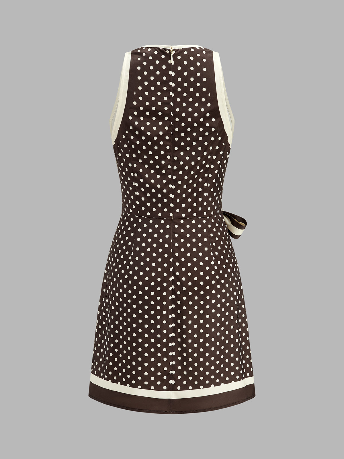 Polka Dot Tie-Waist Satin Mini Dress