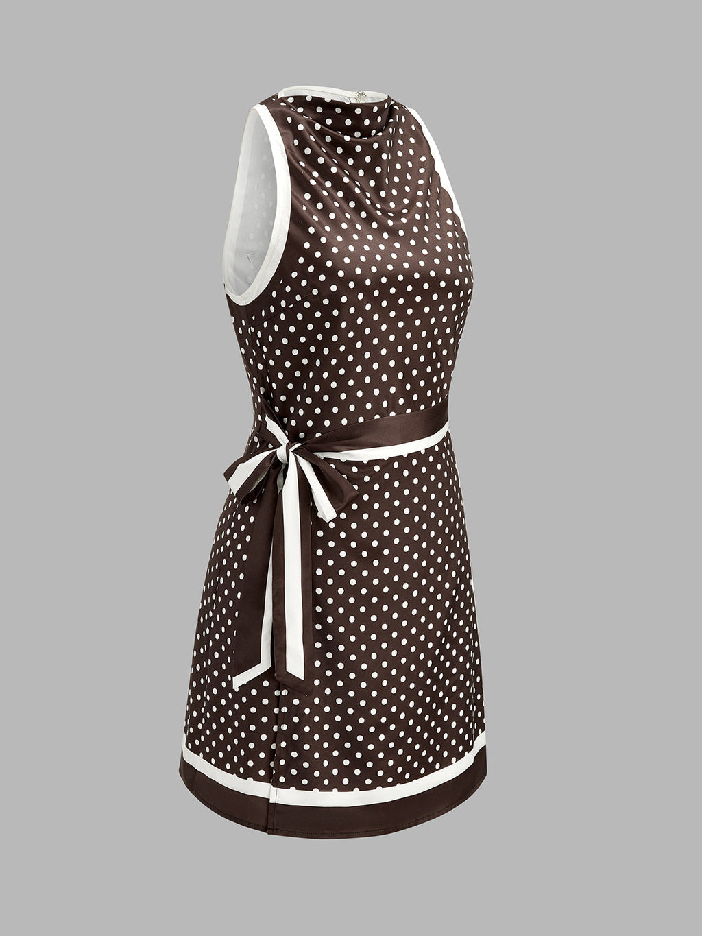 Polka Dot Tie-Waist Satin Mini Dress