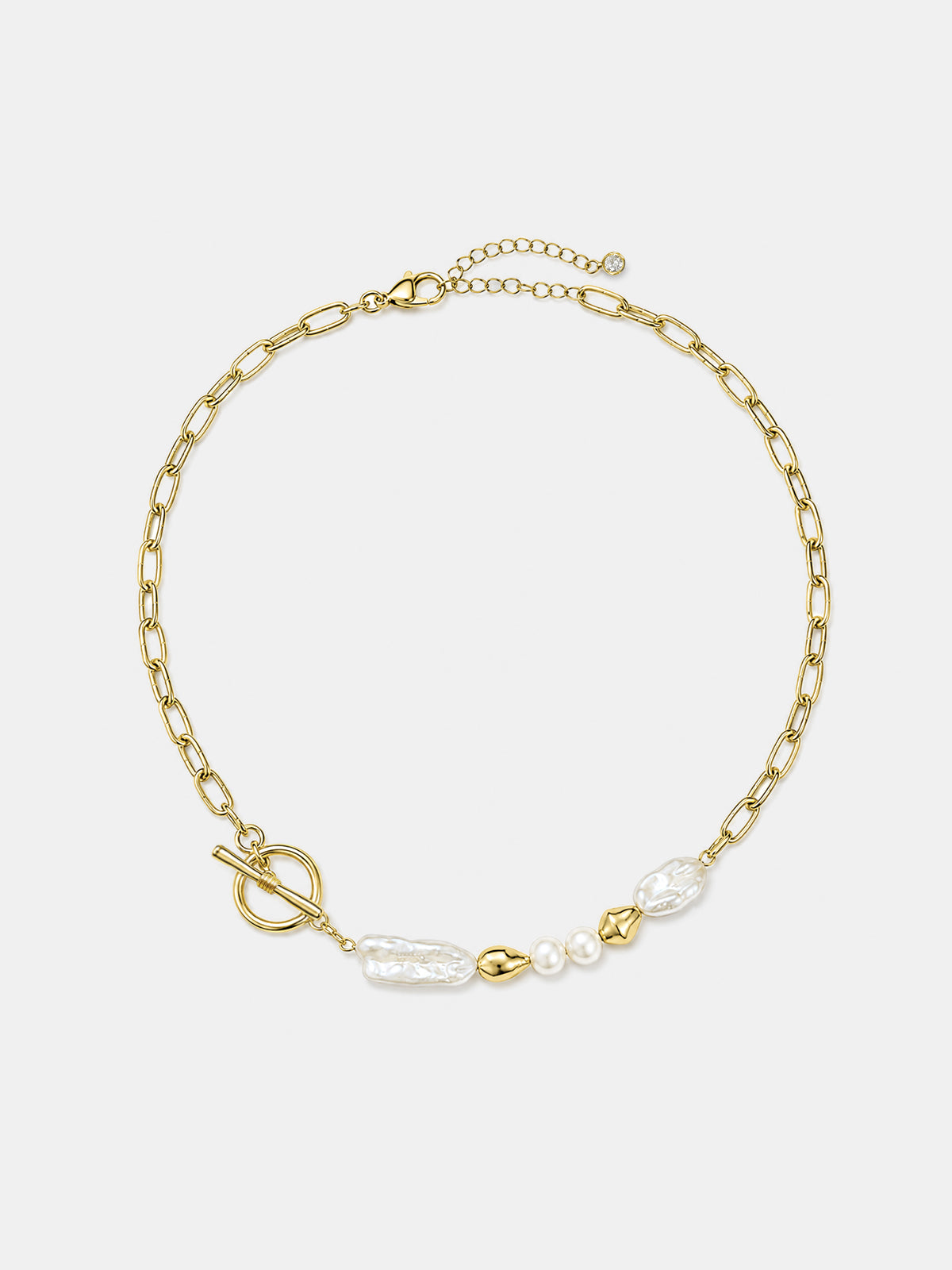 Baroque Pearl Paperclip Chain Necklace