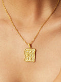 Star Moon Square Pendant Necklace