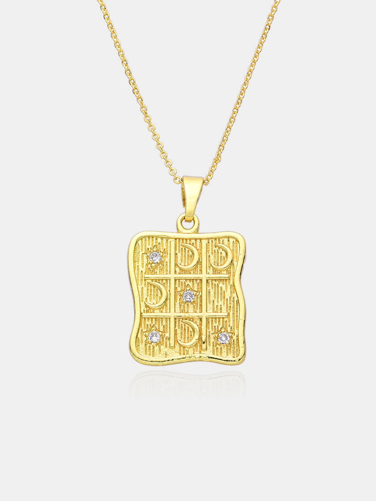 Star Moon Square Pendant Necklace