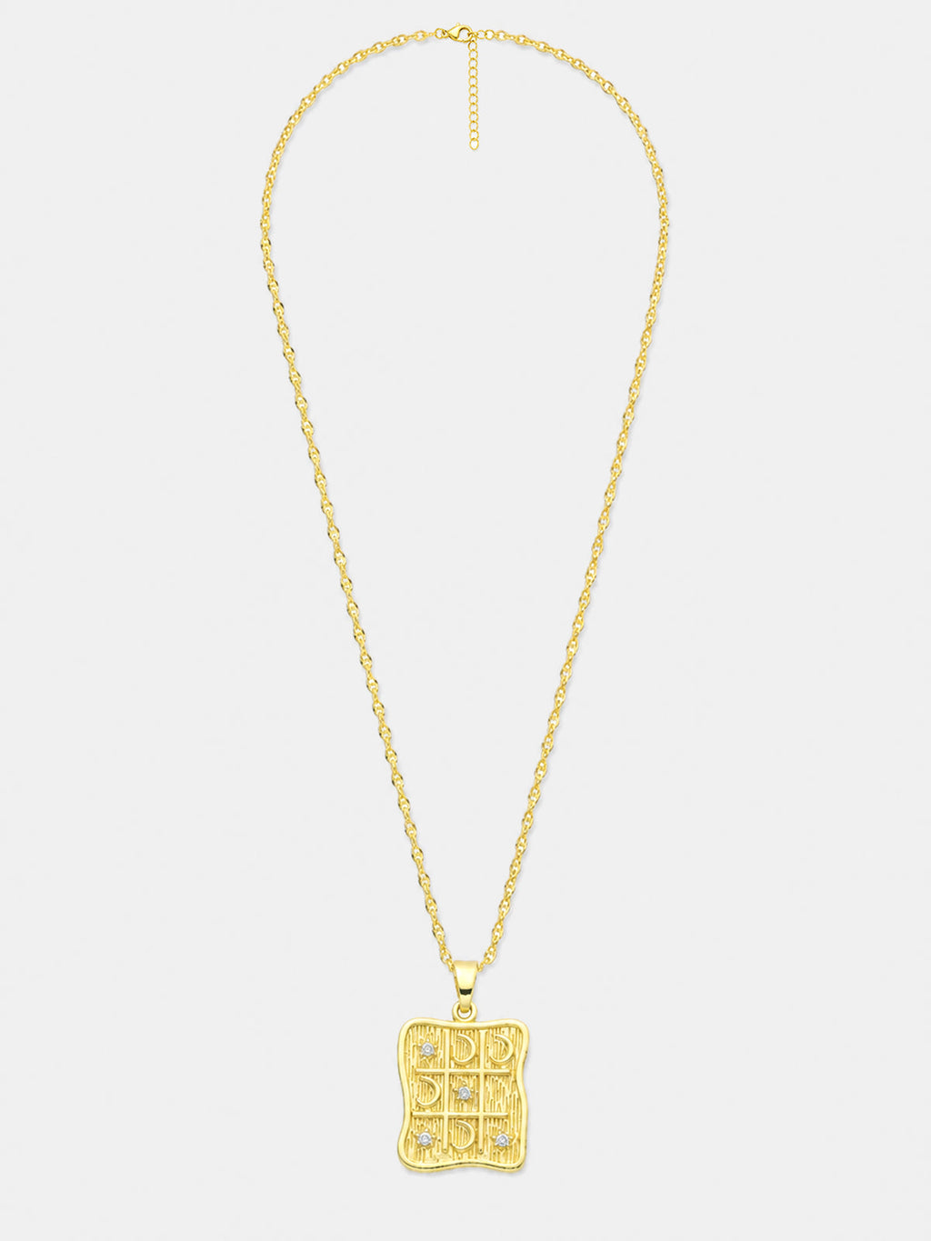 Star Moon Square Pendant Necklace