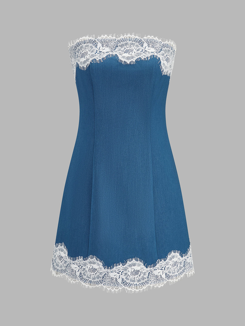 Strapless Lace Trim Mini Dress