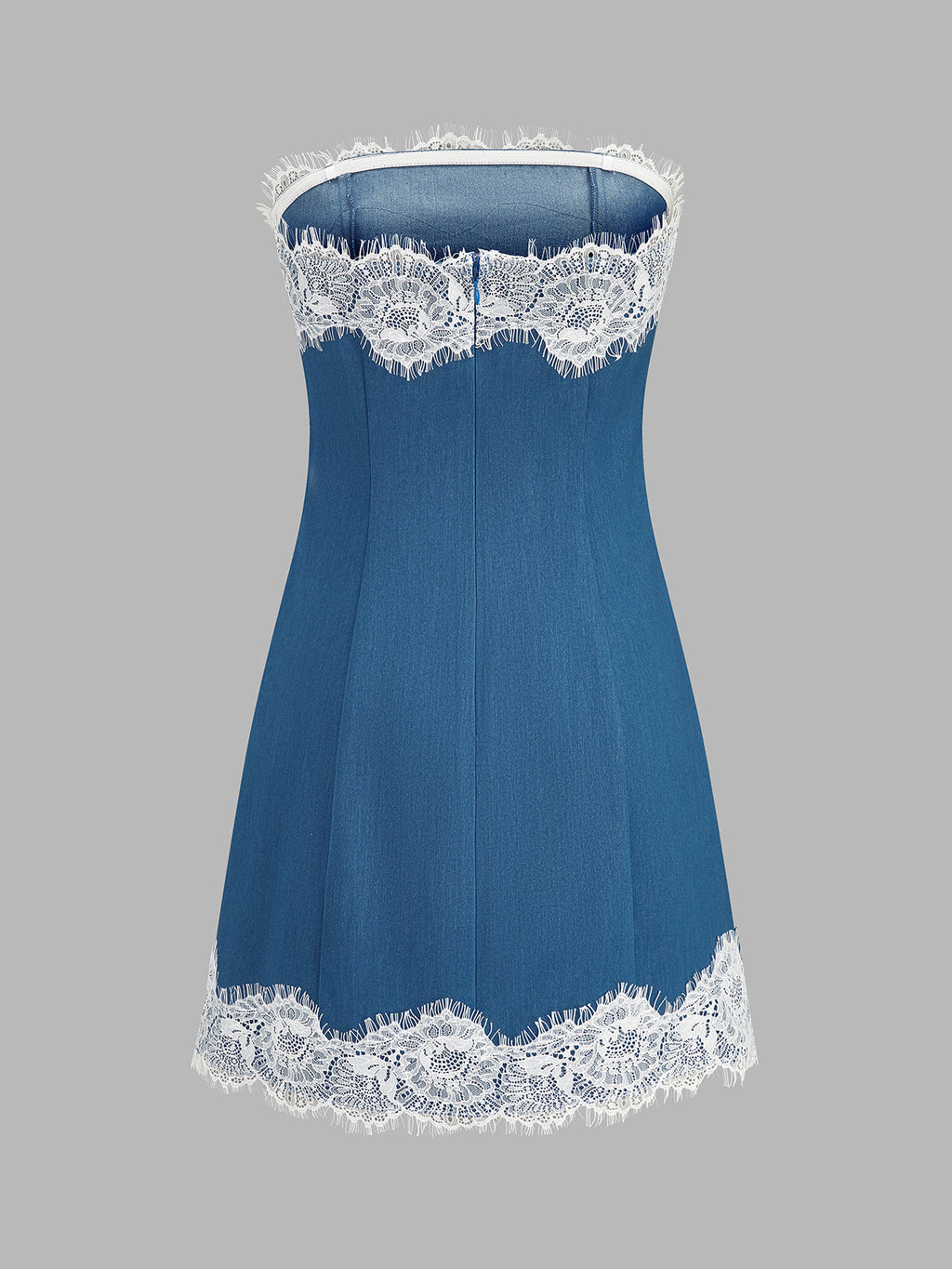 Strapless Lace Trim Mini Dress