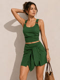 Linen Blend Two-Piece Skirt Set