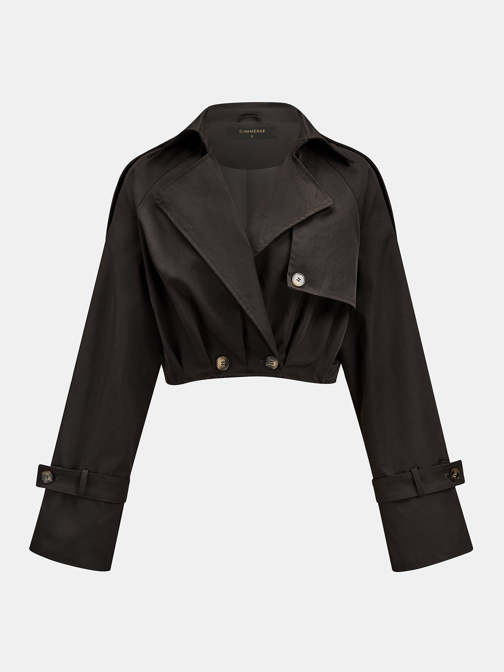 Lapel Double‑Breasted Cropped Trench Coat