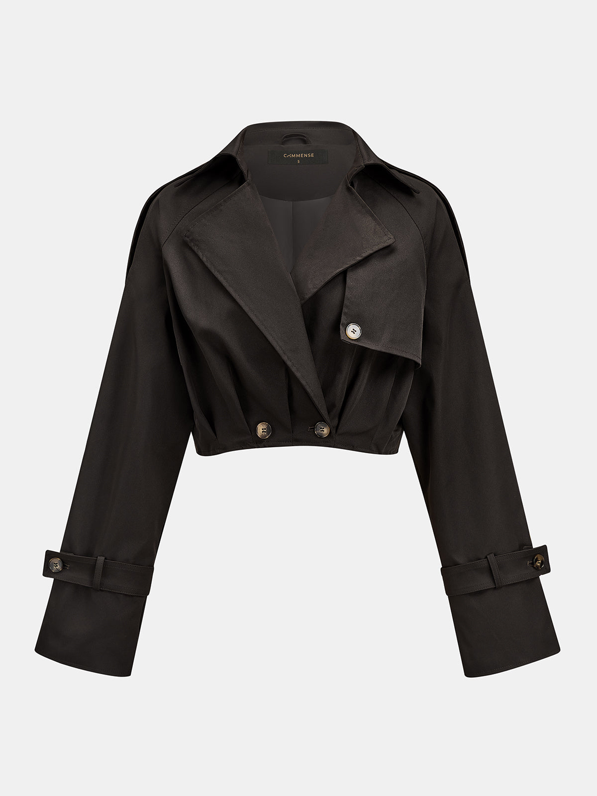 Lapel Double‑Breasted Cropped Trench Coat