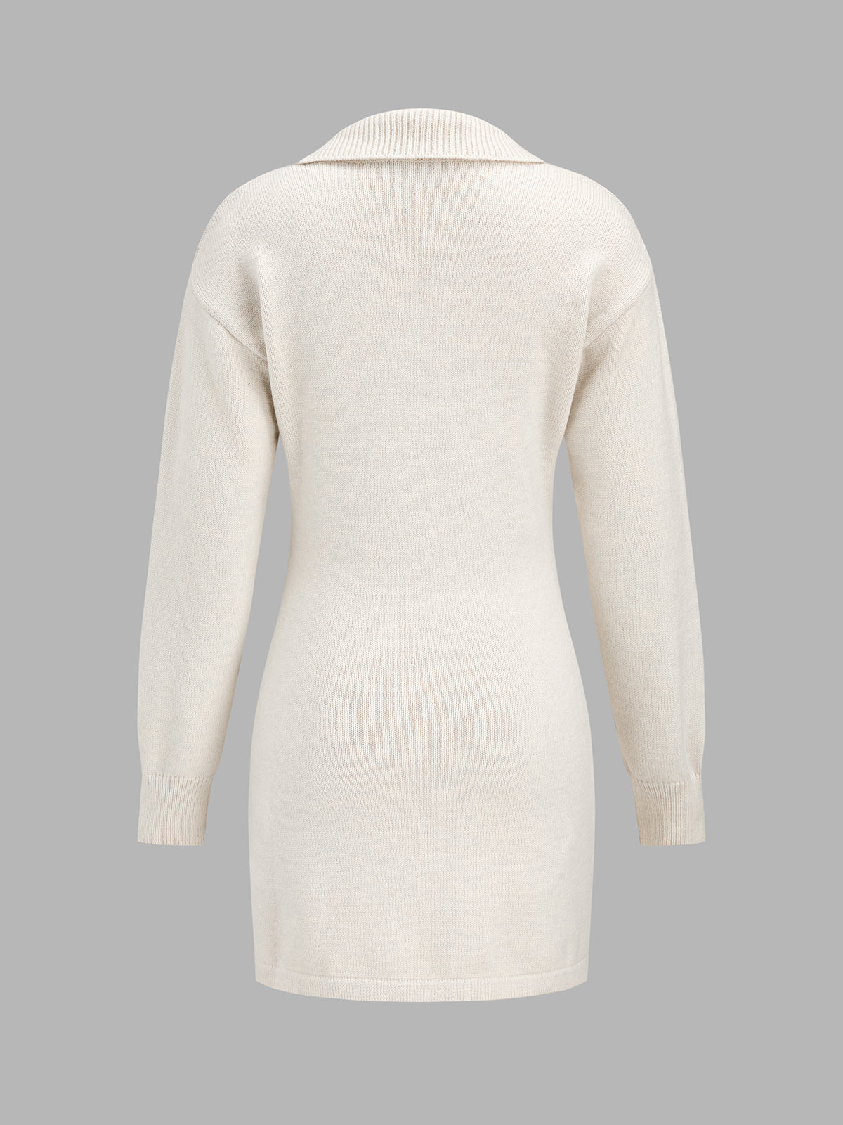 Floral Applique Polo Knit Mini Dress
