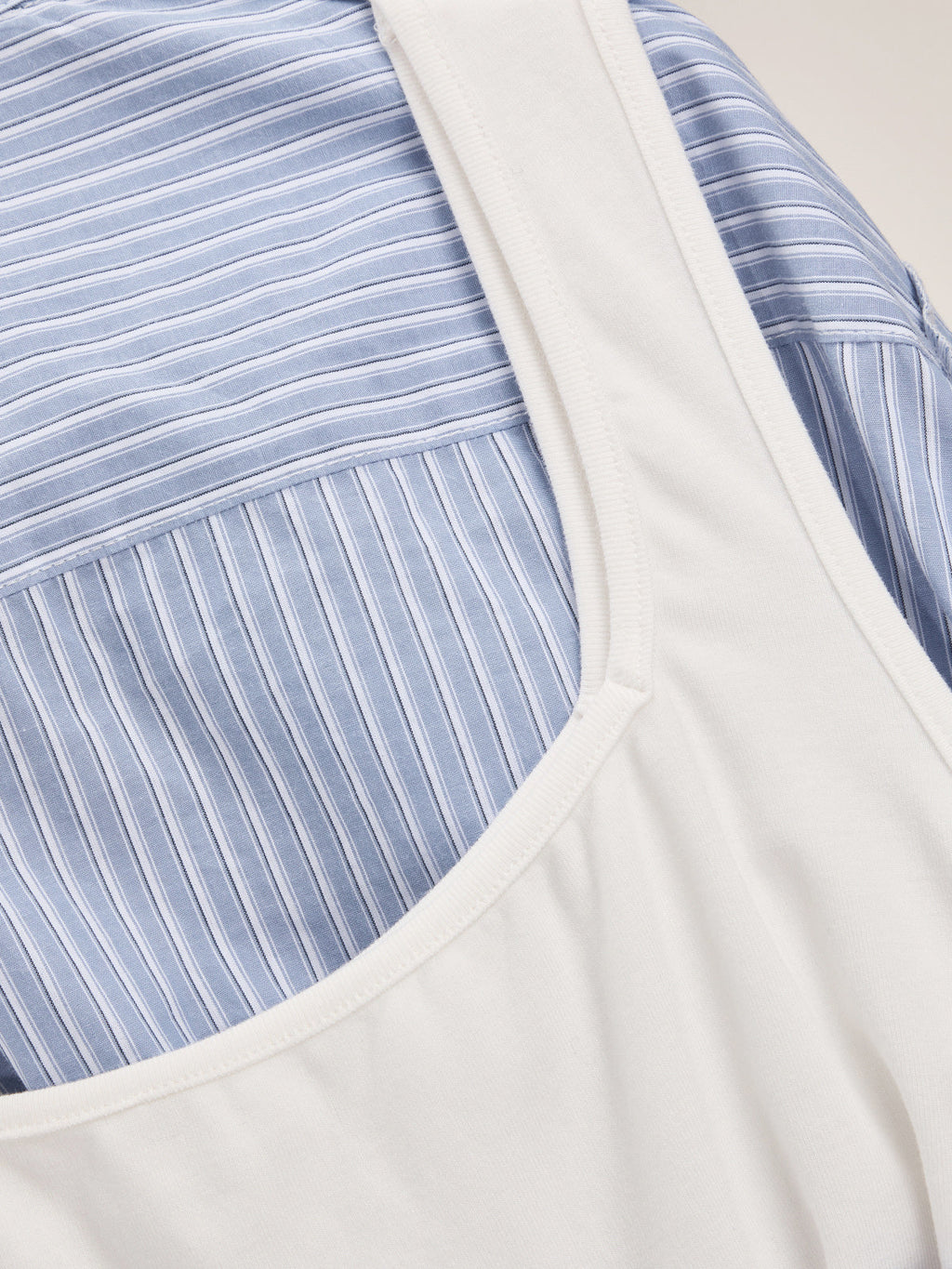 Fake Two Piece Striped Cotton Shirt