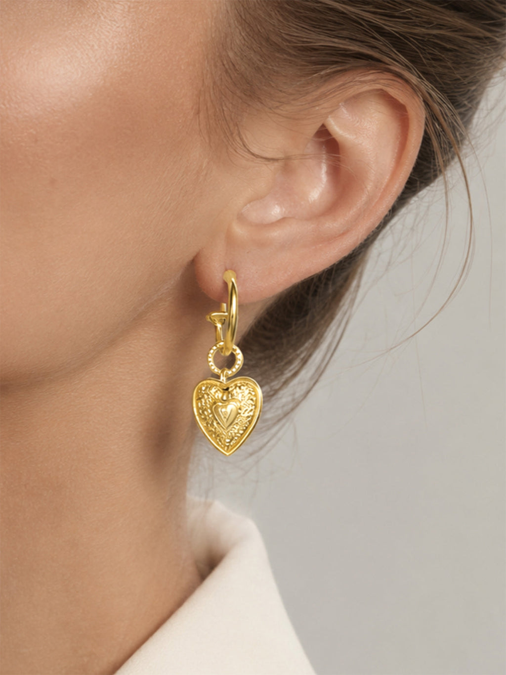 Heart Pendant Hoop Earrings