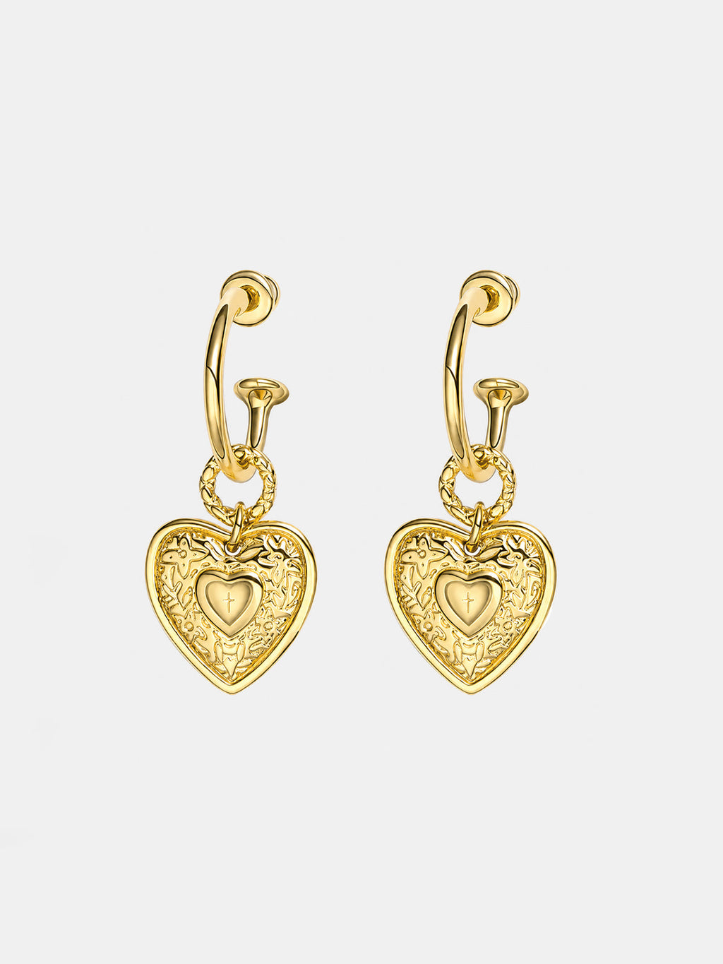 Heart Pendant Hoop Earrings