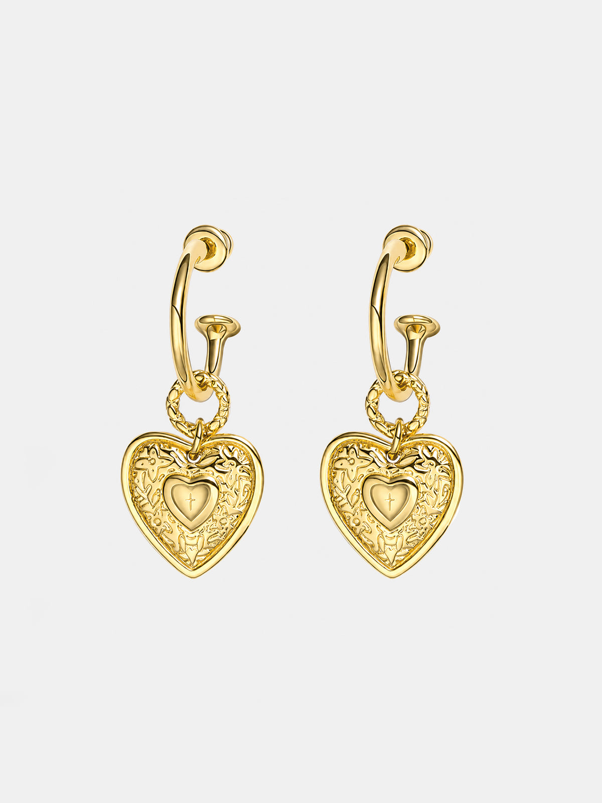 Heart Pendant Hoop Earrings