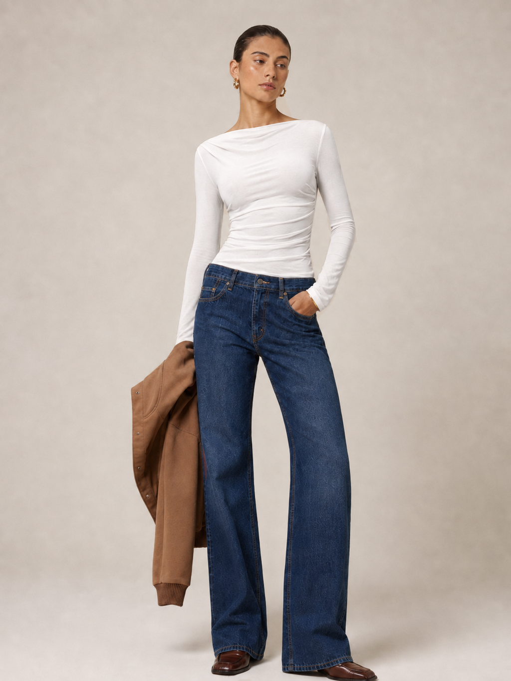 Basic Ruched Long Sleeve Top