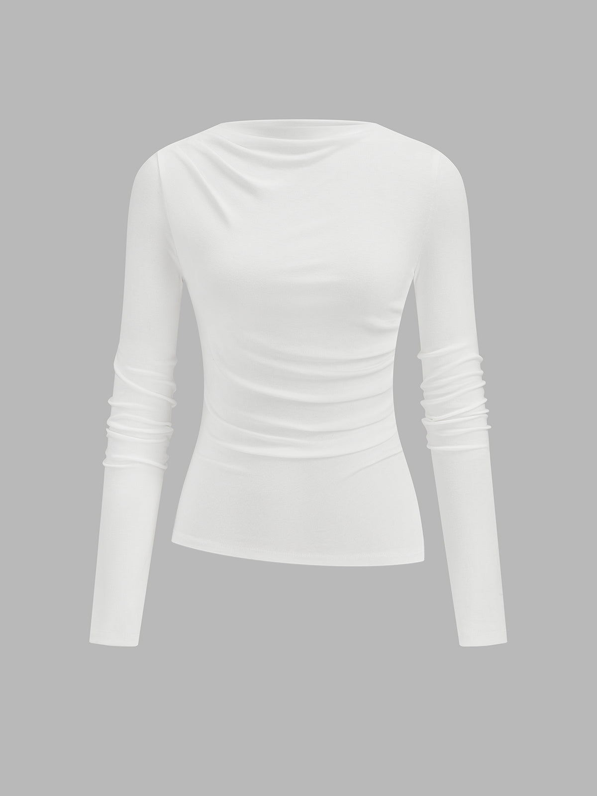 Basic Ruched Long Sleeve Top