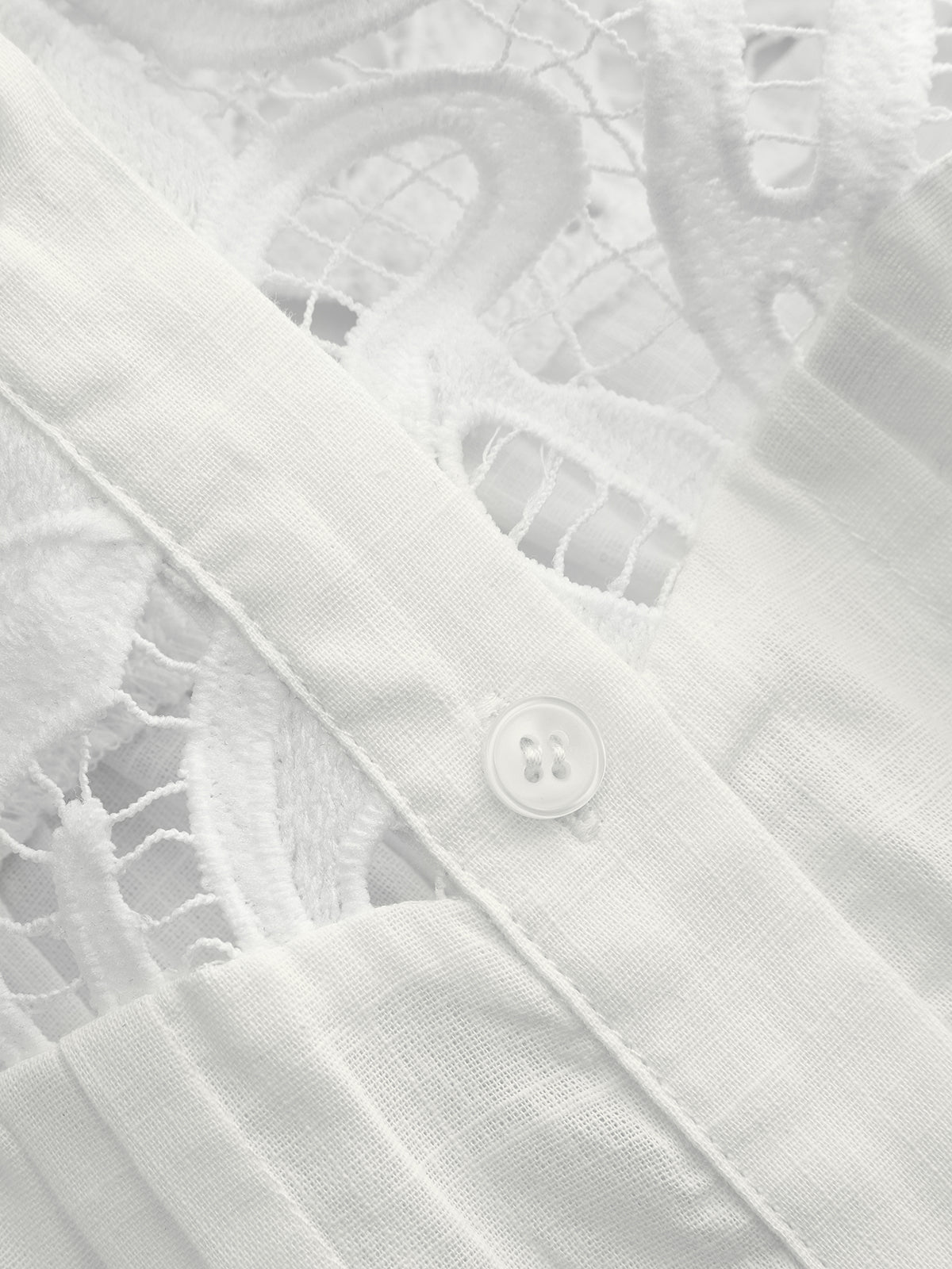 Lace Patch Flutter Sleeve Cotton Blouse