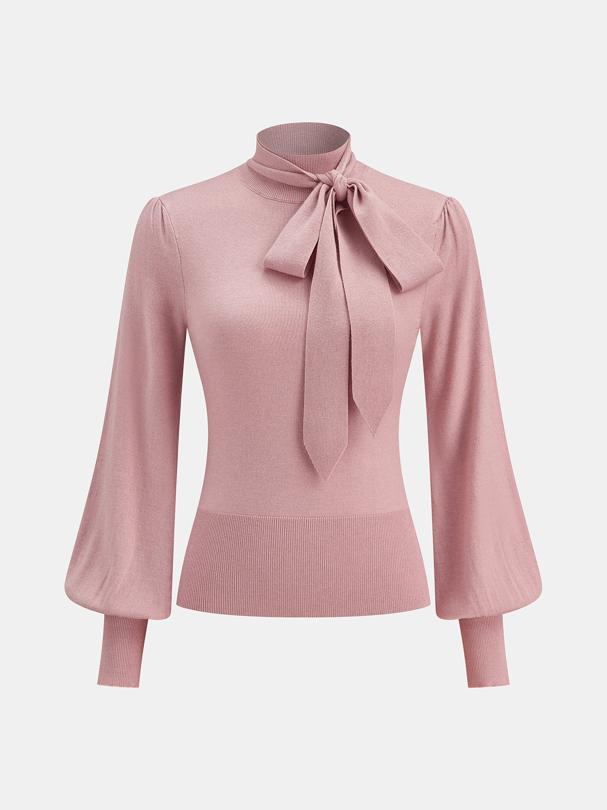 Bow Tie Neck Wool Blend Sweater
