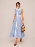 Striped Cut-Out Shirt Midi Dress