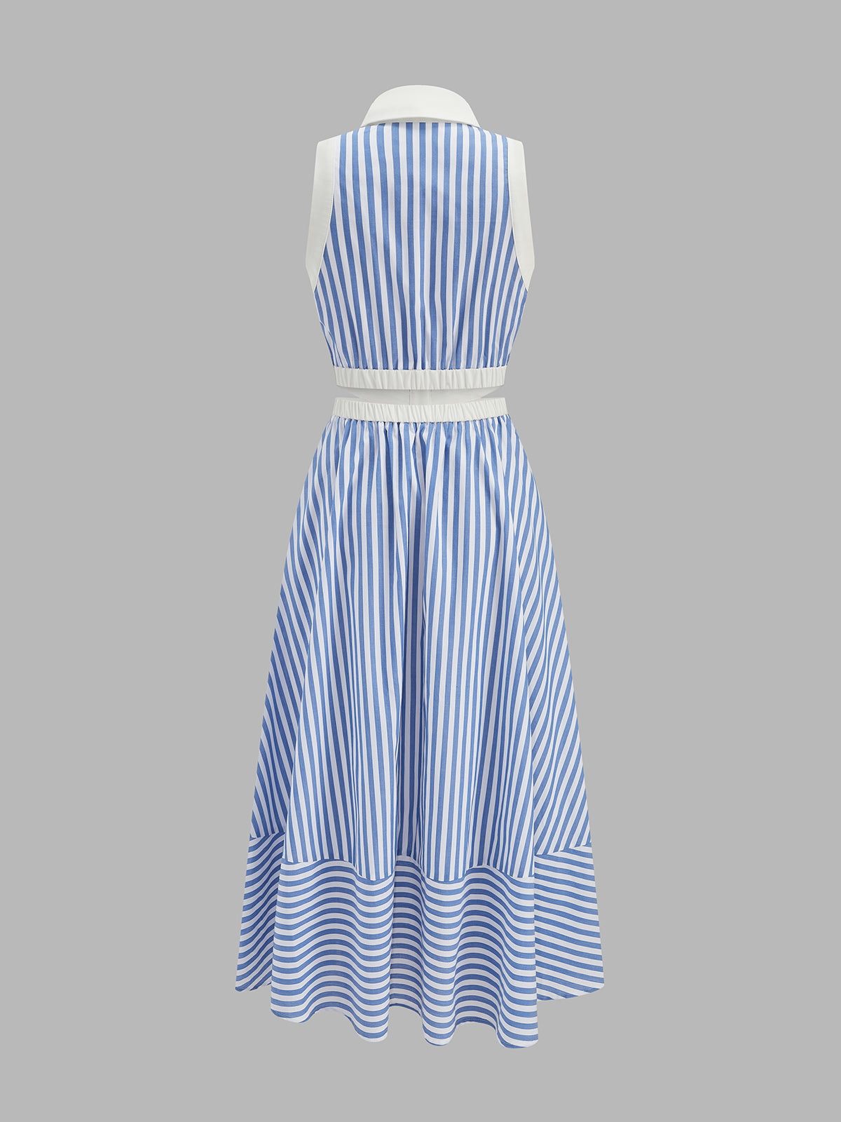 Striped Cut-Out Shirt Midi Dress