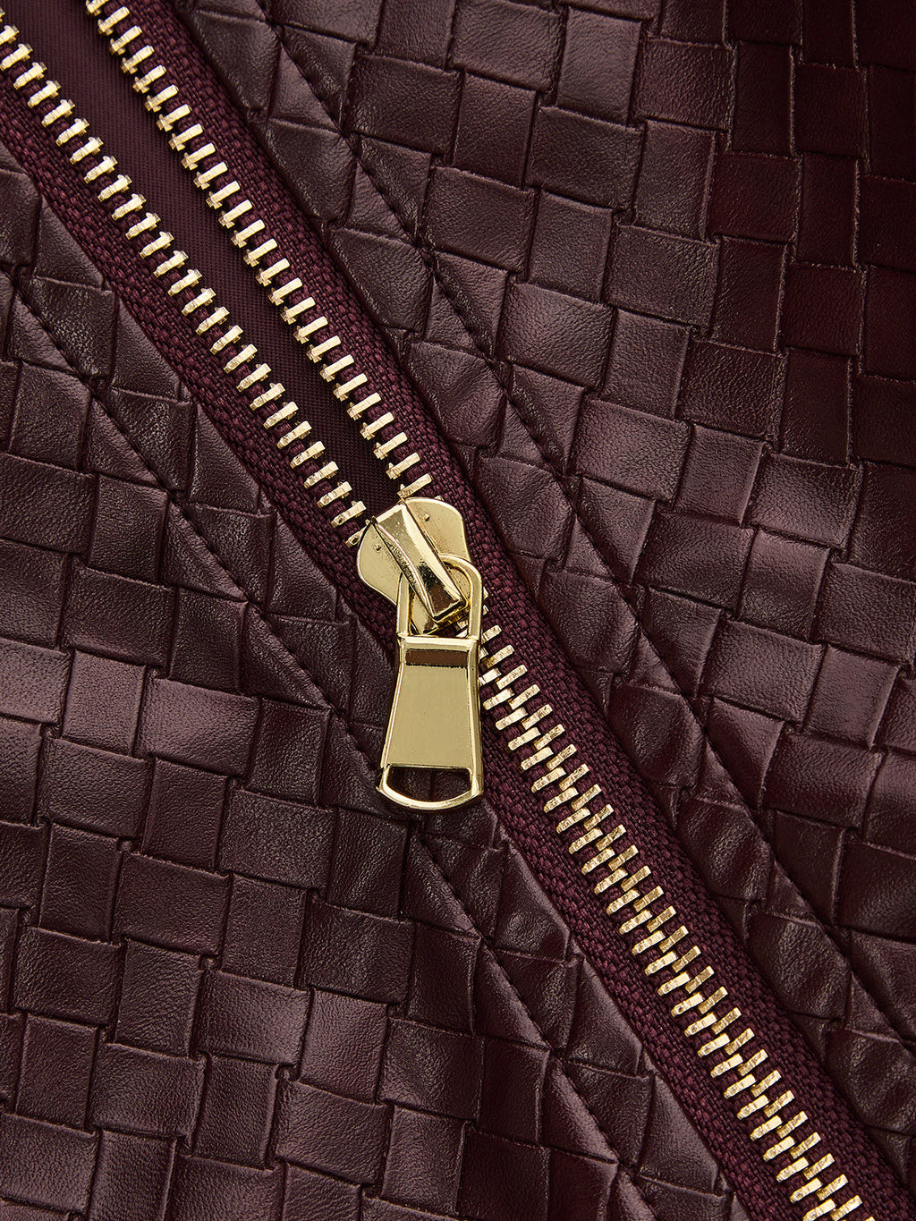 Woven Faux Leather Zip Bomber Jacket
