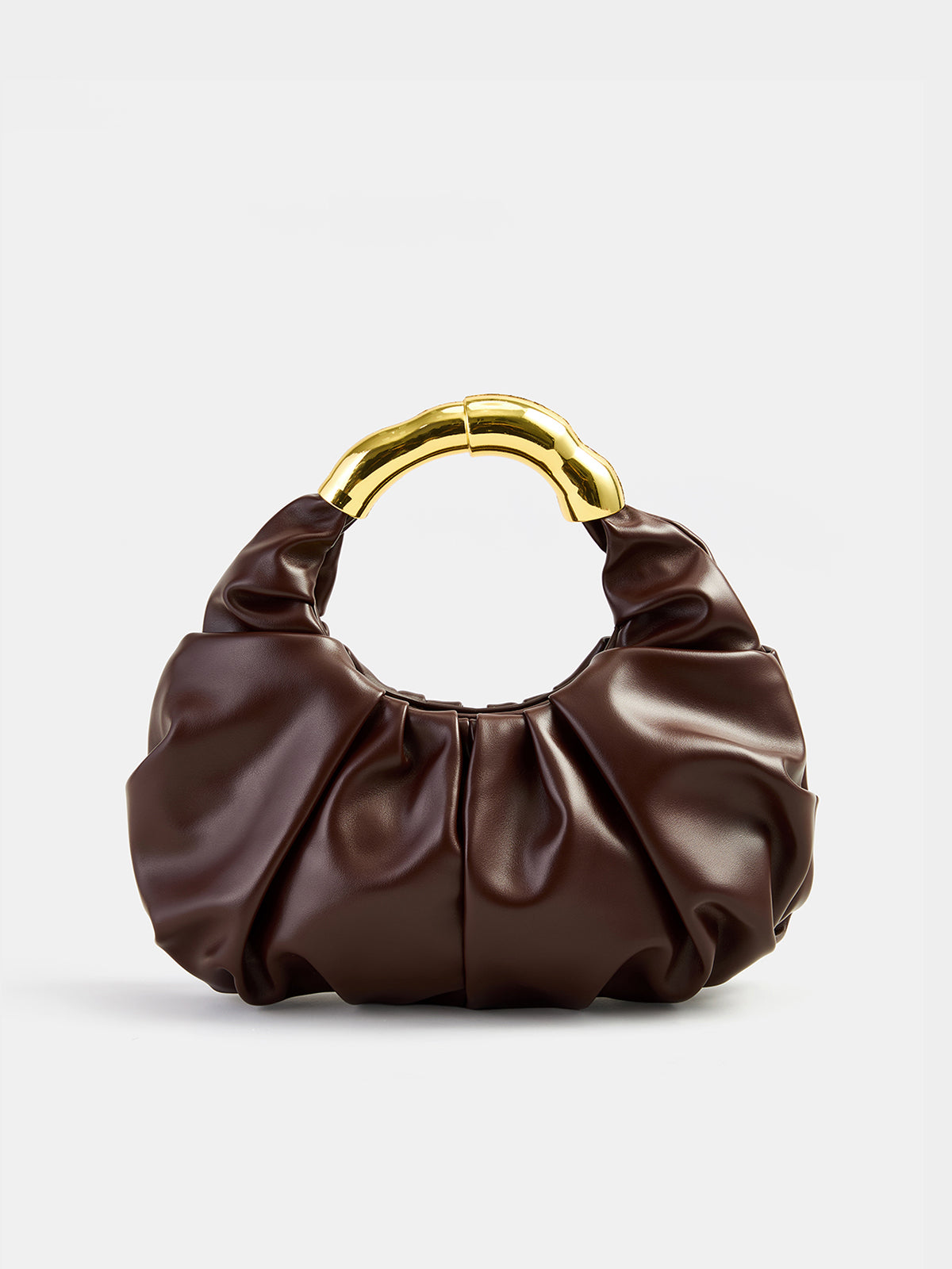 Ruched Metal Handle Handbag