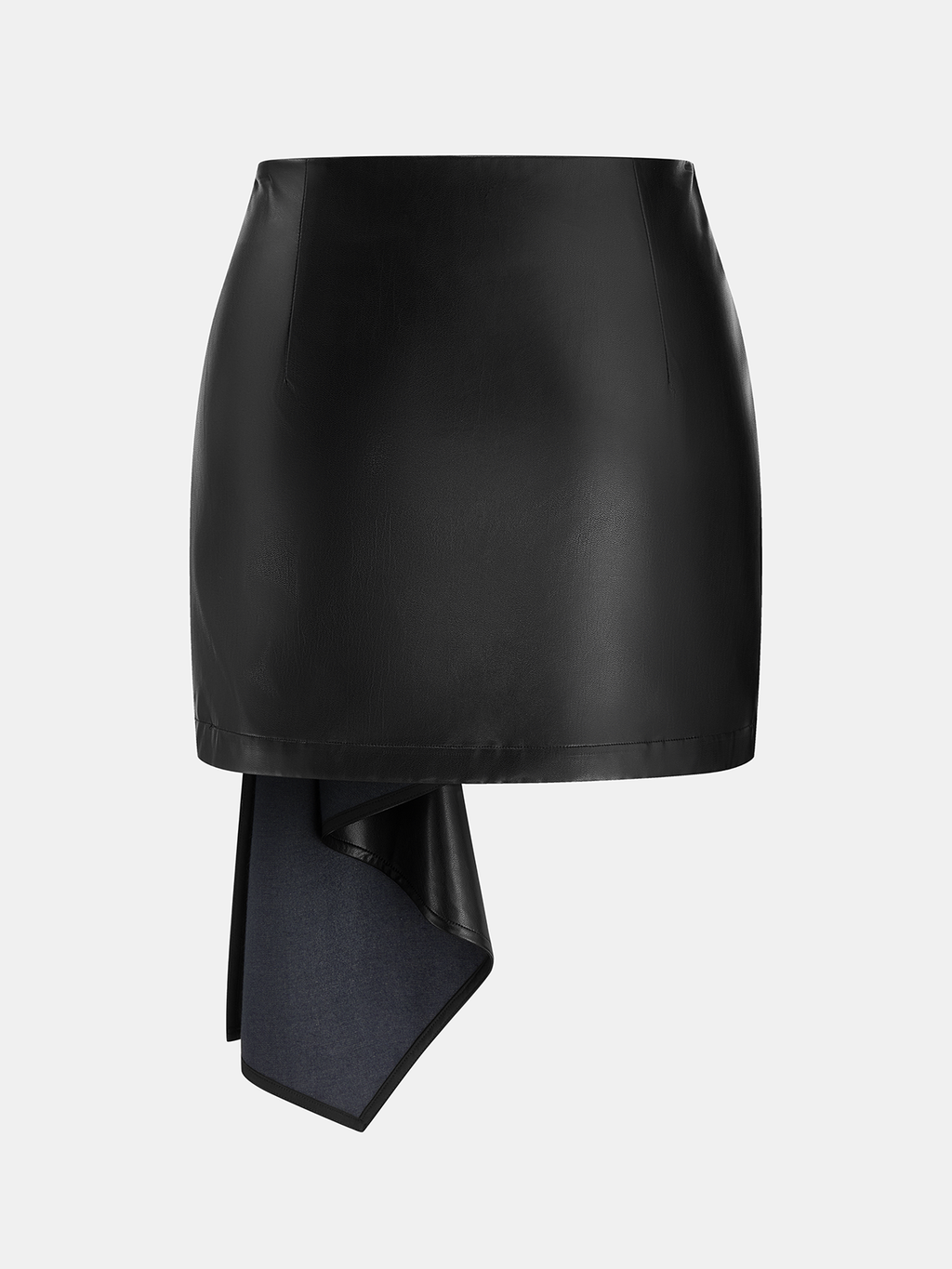 Asymmetric Draped Faux Leather Mini Skirt