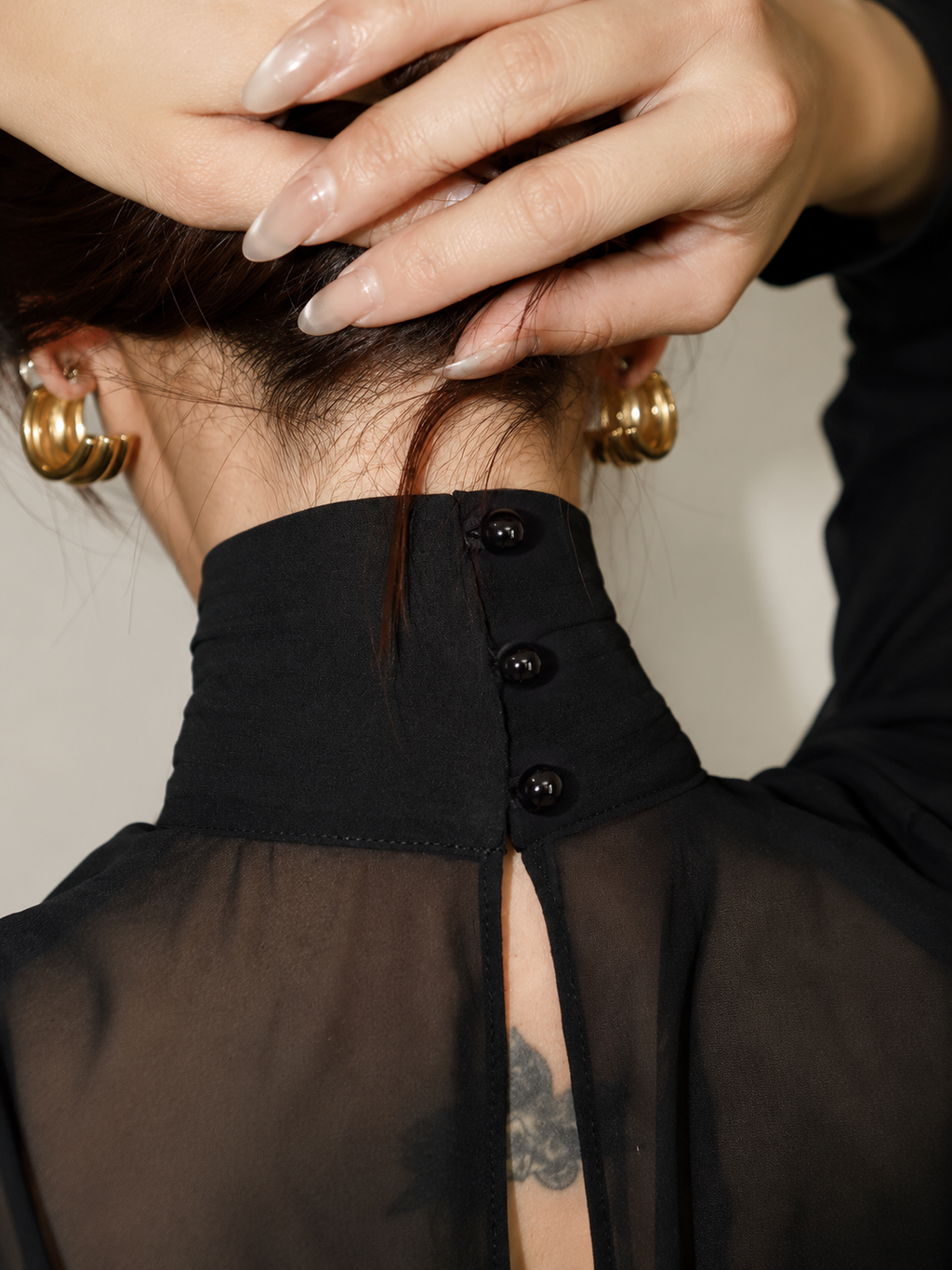 Sheer High Neck Mesh Top