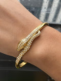 Snake Design Rhinestone Cuff Bangle