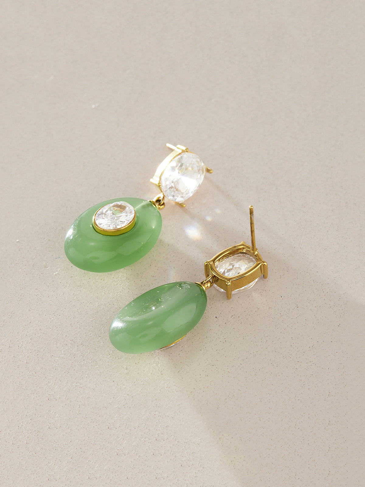 Double Crystal Oval Drop Earrings