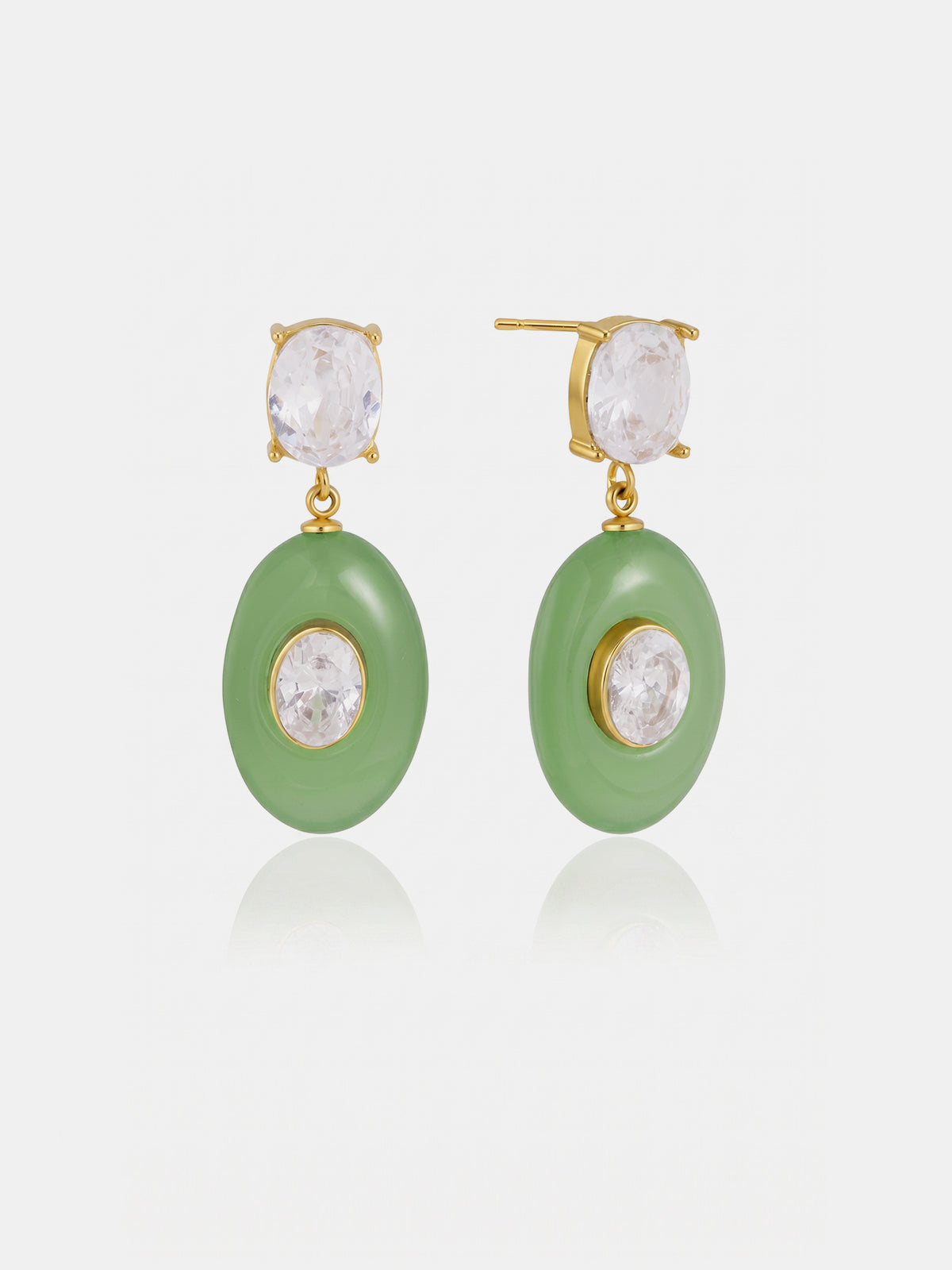 Double Crystal Oval Drop Earrings