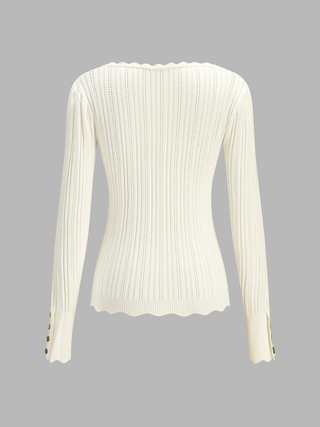 Scallop Trim Hollow Knit Top