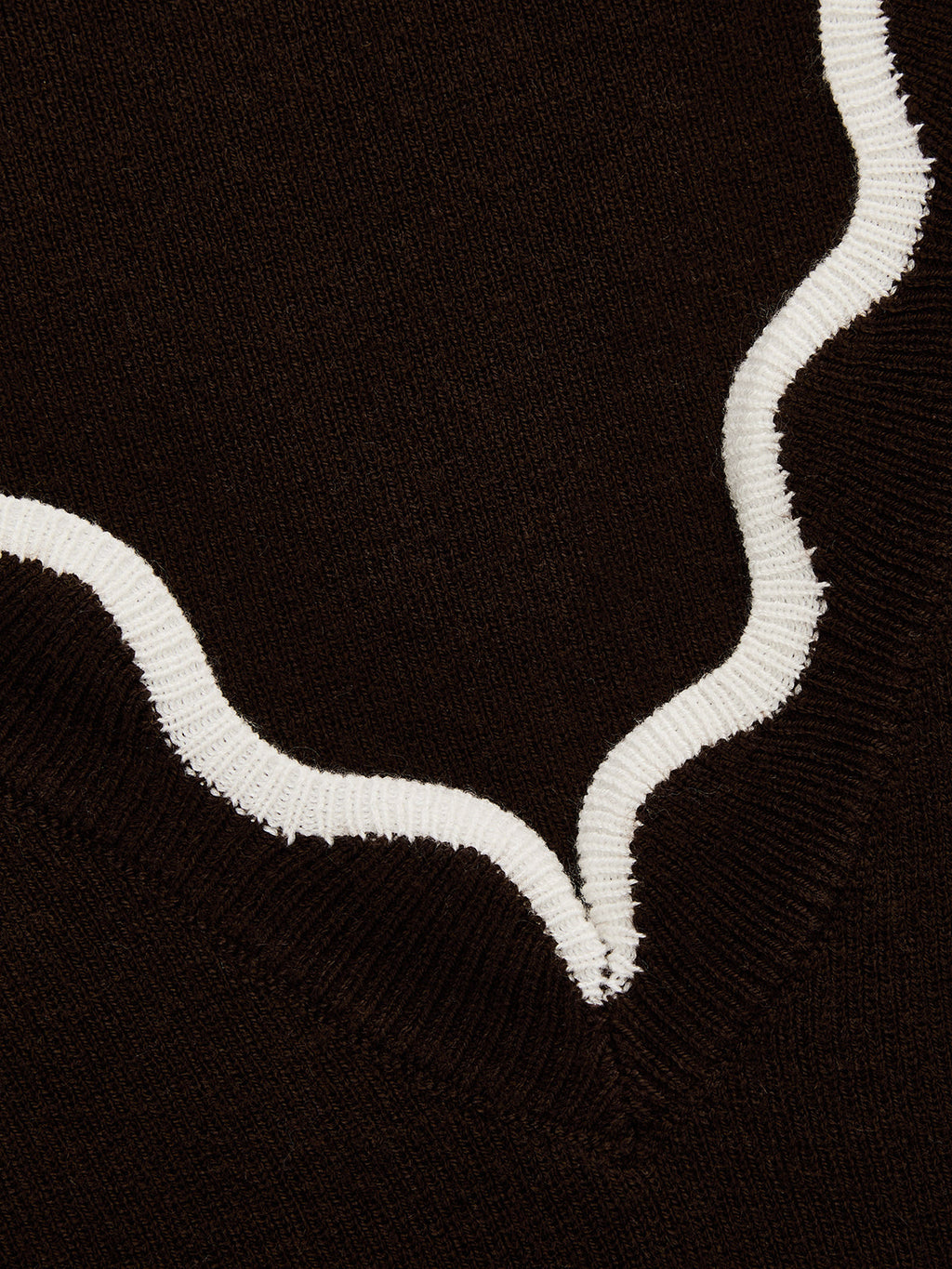 Contrast Scallop Trim Wool Blend Knit Sweater