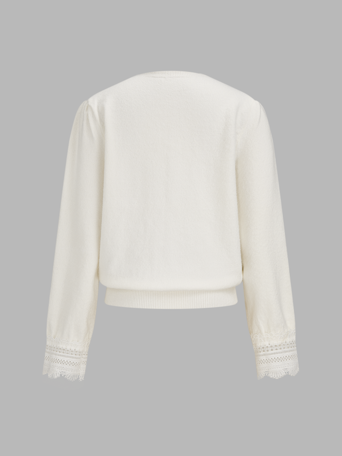 Lace Trim V‑Neck Knit Sweater