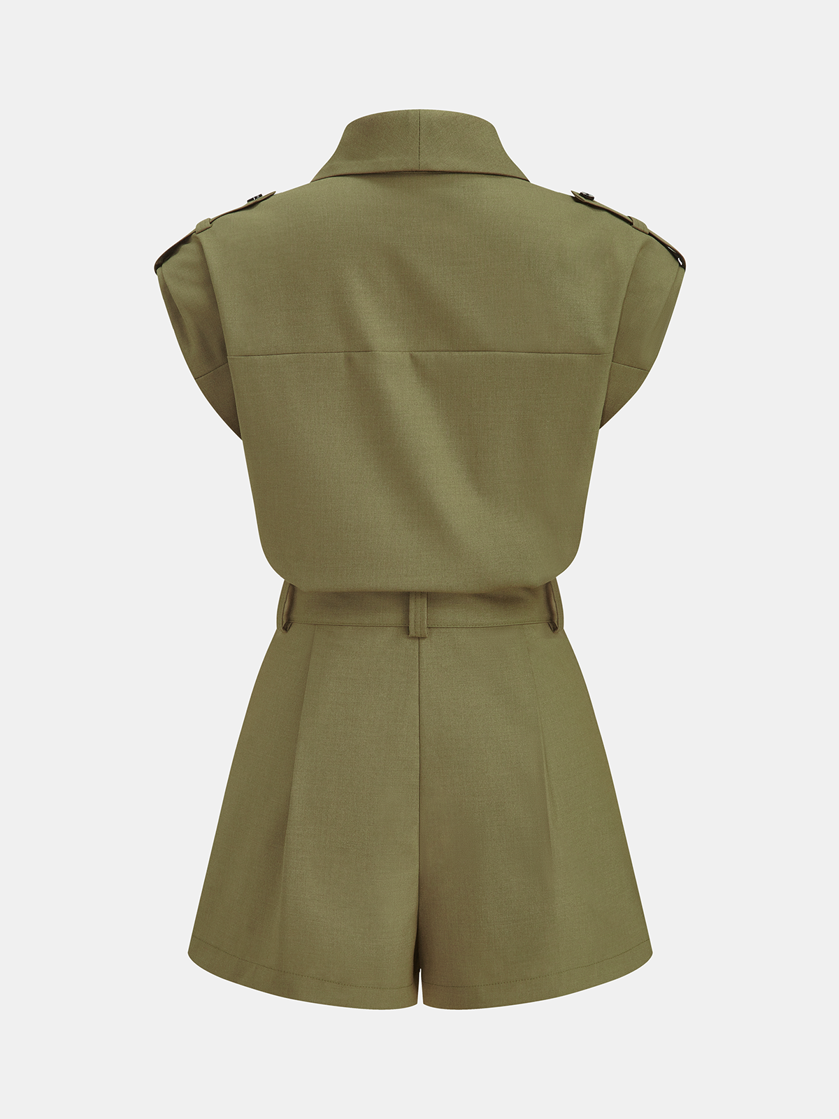 Belted Sleeveless Short Jumpsuit