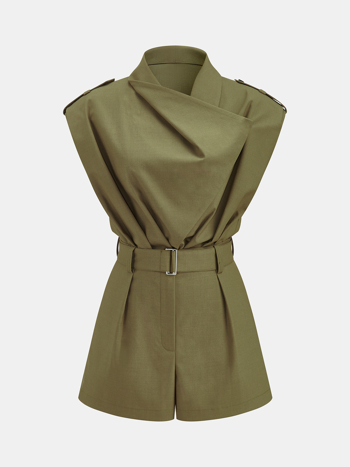 Belted Sleeveless Short Jumpsuit
